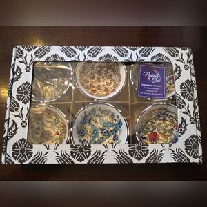 Nakkas Handcrafted Ceramic Six Set Tidbit Dishes Multi-colored Designs